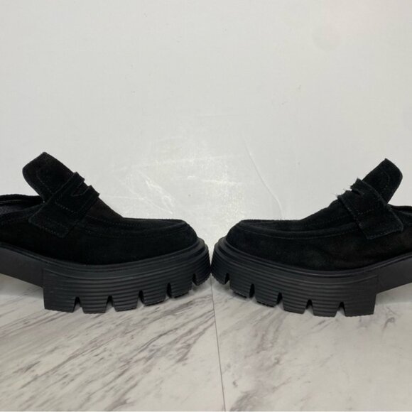 Stuart Weitzman Soho Black Suede Platform Heeled Mule 7B - Picture 6 of 14